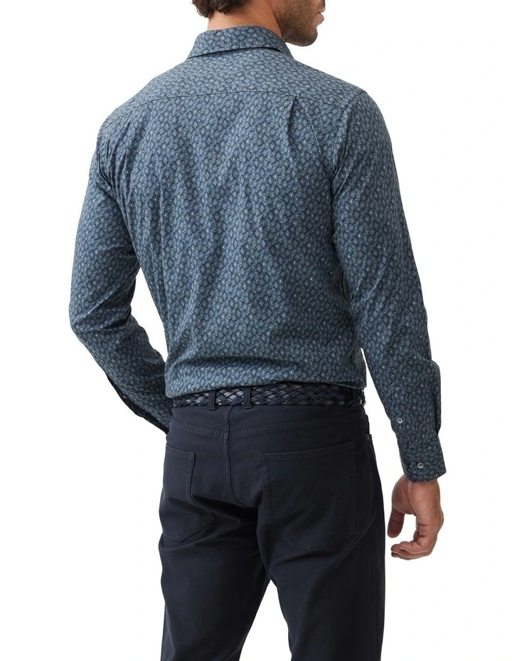 Bellmount Long Sleeve Sports Fit Shirt in Indigo image 3