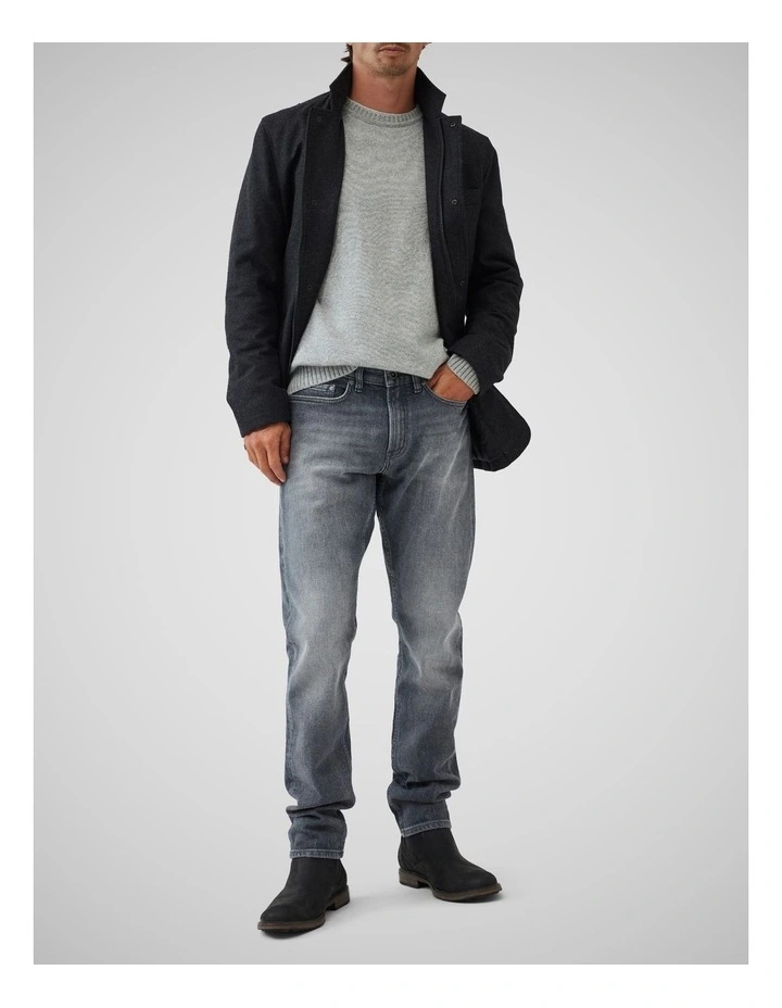 Curio Straight Italian Denim Short Leg Jeans in Ash image 2