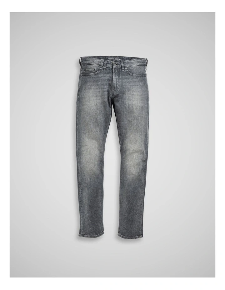 Curio Straight Italian Denim Short Leg Jeans in Ash image 4