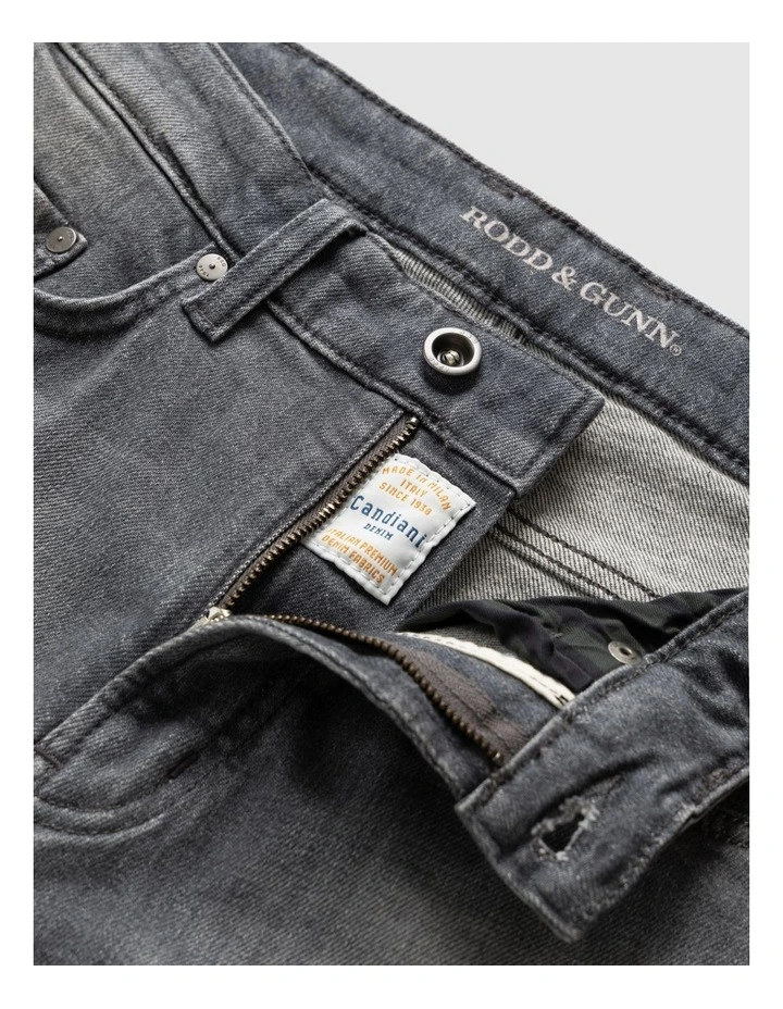 Curio Straight Italian Denim Short Leg Jeans in Ash image 5