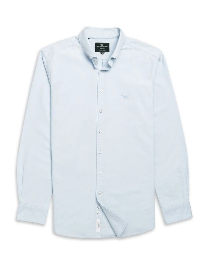 Gunn Oxford Long Sleeve Sports Fit Shirt in Powder Blue image 4