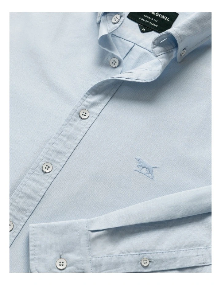Gunn Oxford Long Sleeve Sports Fit Shirt in Powder Blue image 5
