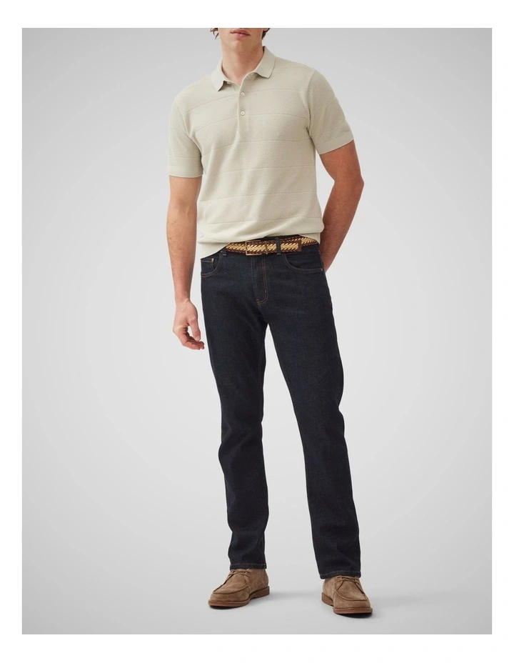 Masons Flat Knit Polo in Stone image 2