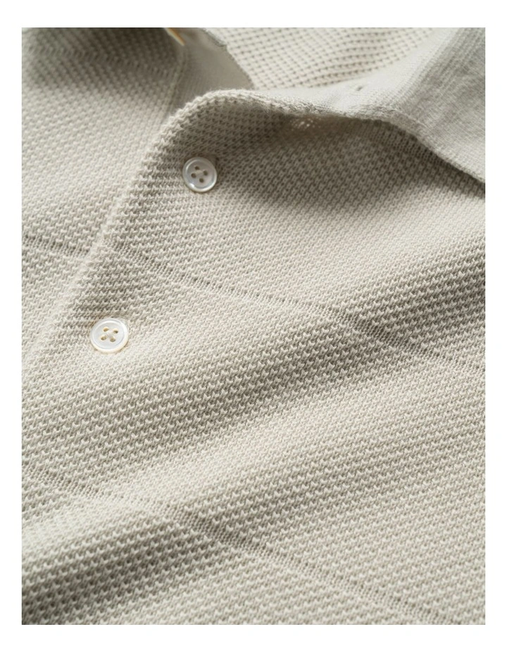 Masons Flat Knit Polo in Stone image 5
