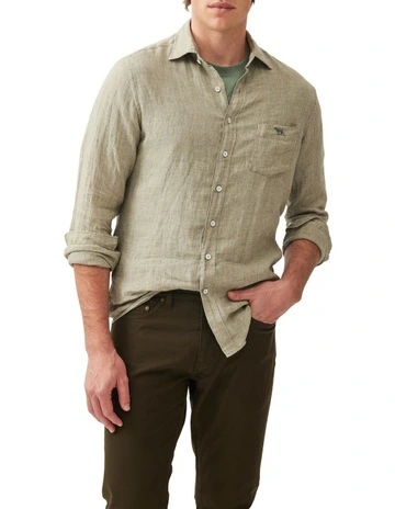 Coromandel Long Sleeve Sports Fit Shirt in Sage Grey