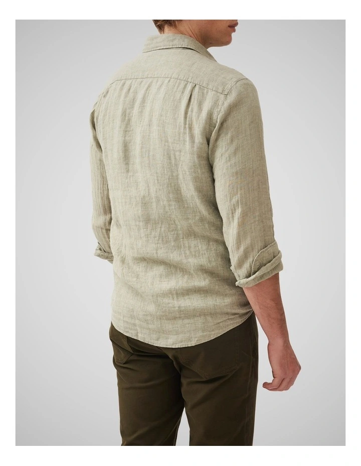 Coromandel Long Sleeve Sports Fit Shirt in Sage Grey image 3