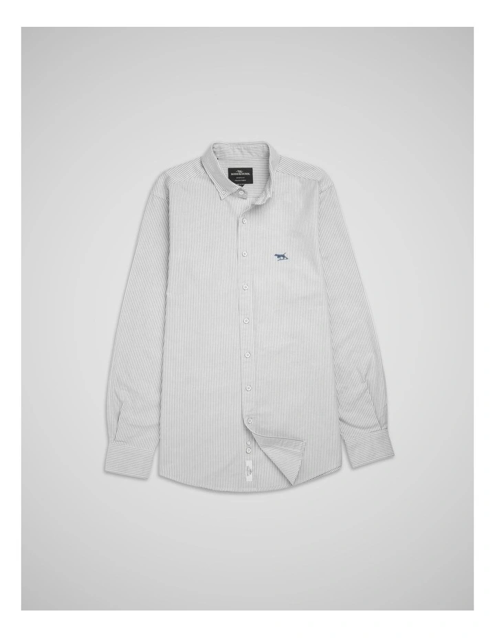 Oxford Lakeside Stripe Long Sleeve Sports Fit Shirt in Horizon image 4