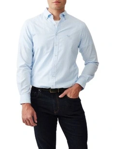Oxford Check Long Sleeve Sports Fit Shirt in Malibu
