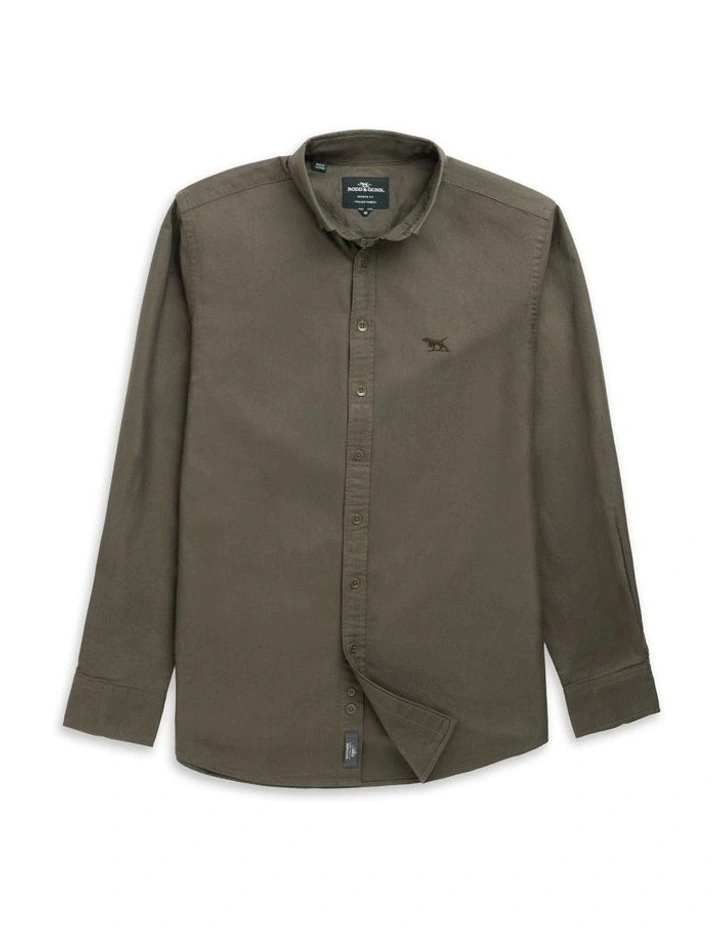 Gunn Oxford Long Sleeve Sports Fit Shirt in Forest image 4