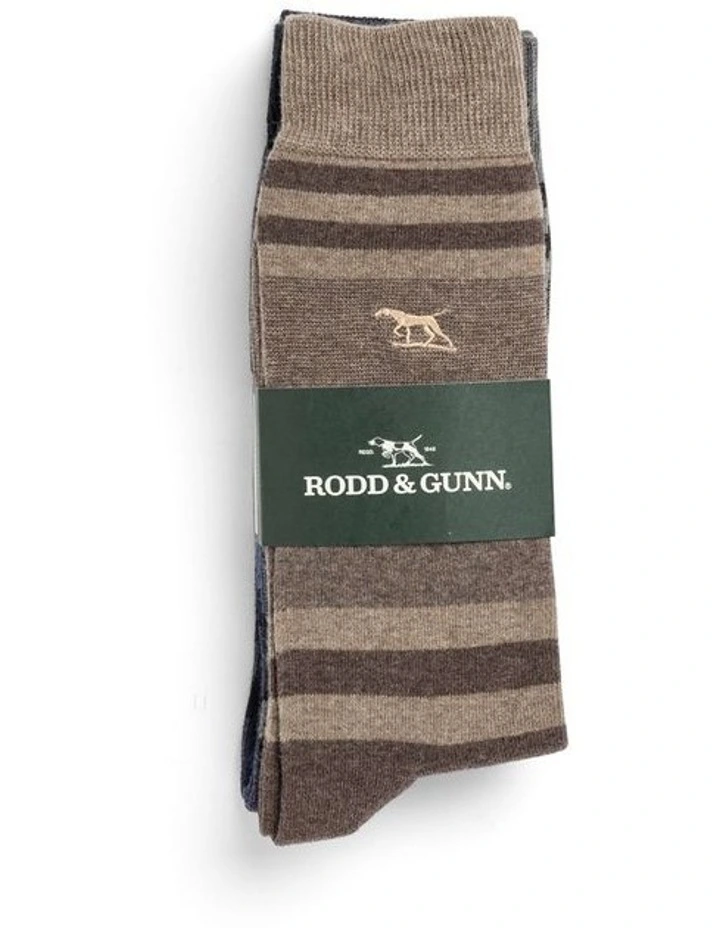Stirling Striped Three Pack Socks in Assorted image 2