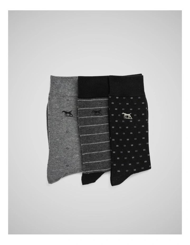 Seafcliff Sock 3 Pack in Nero Multi image 1