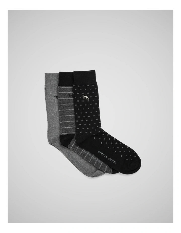 Seafcliff Sock 3 Pack in Nero Multi image 3