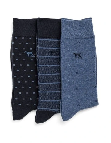 Seafcliff Sock 3 Pack in Blue Multi