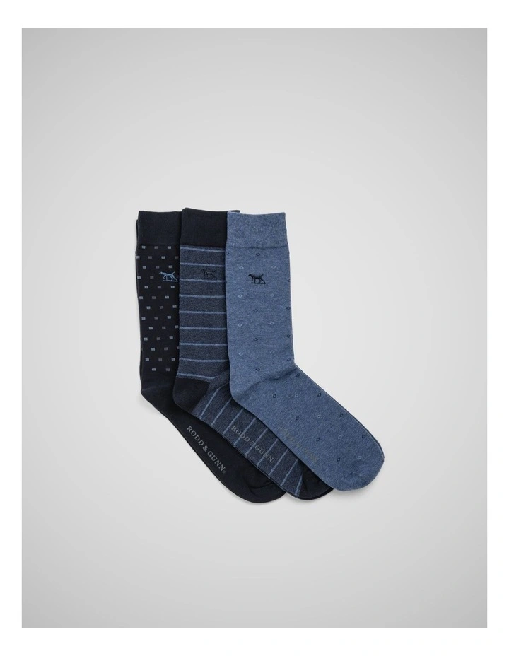 Seafcliff Sock 3 Pack in Blue Multi image 3