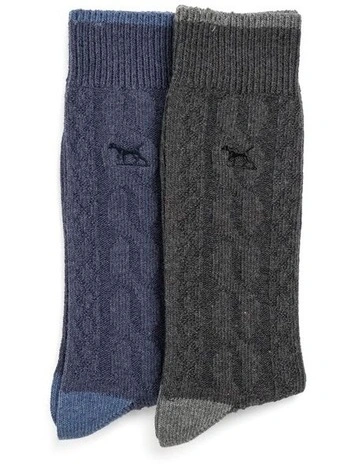 Dunedin Cable Sock 2 Pack in Charcoal/Denim