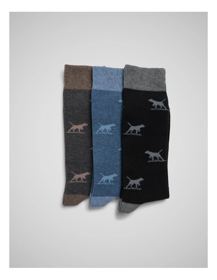 Dogs-A-Plenty Three Pack Socks in Biz Multi image 1