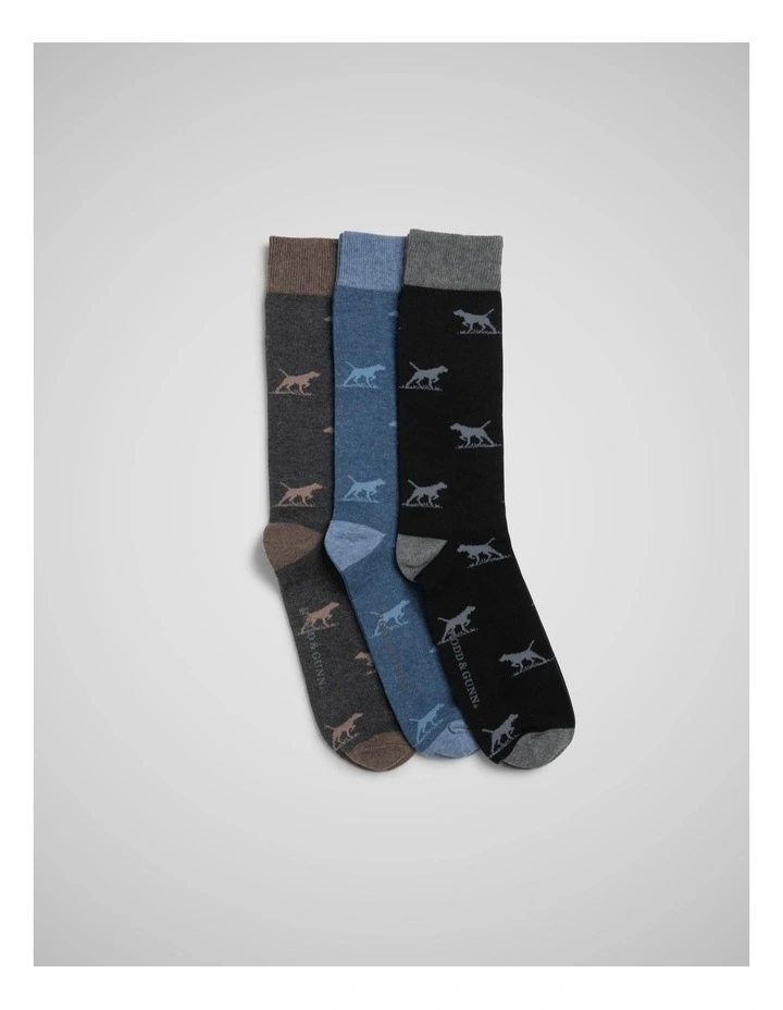 Dogs-A-Plenty Three Pack Socks in Biz Multi image 3