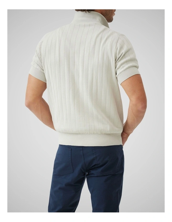 Freys Crescent Knit Polo in Stone image 3