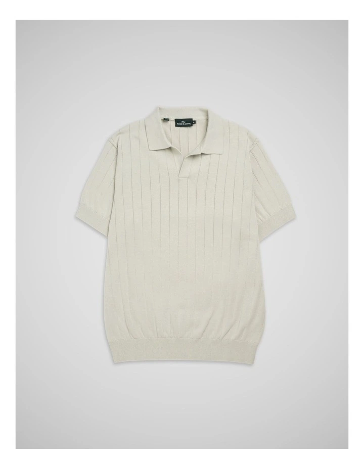 Freys Crescent Knit Polo in Stone image 4