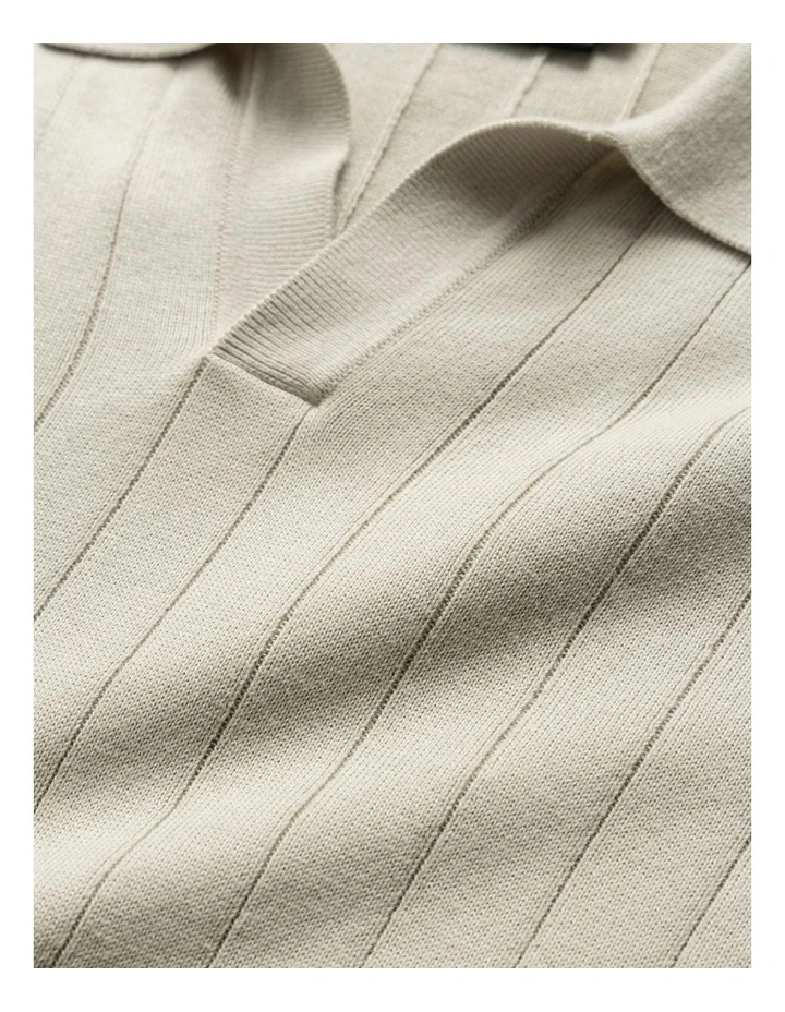 Freys Crescent Knit Polo in Stone image 5