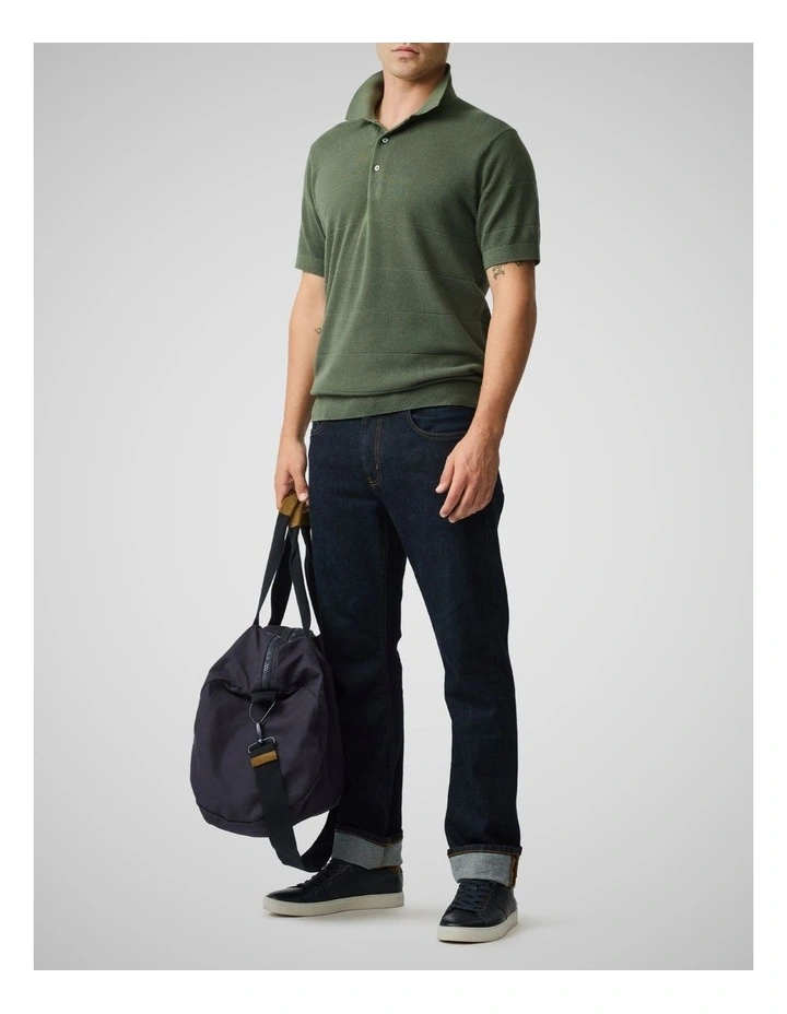 Masons Flat Knit Polo in Forest image 2