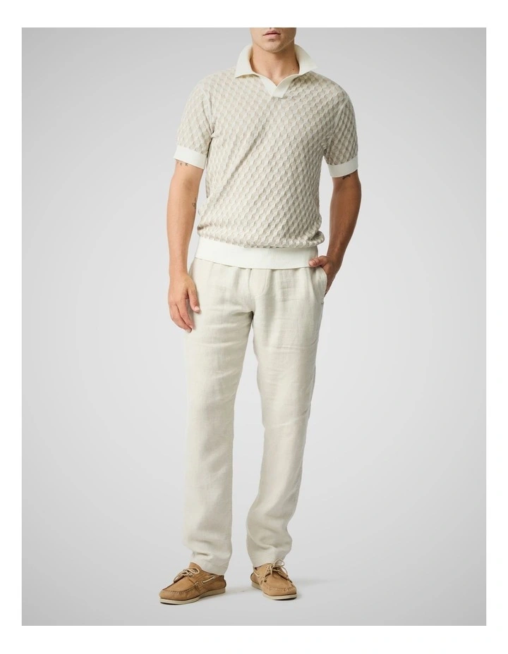 Galdfield Knit Polo in Cream image 2