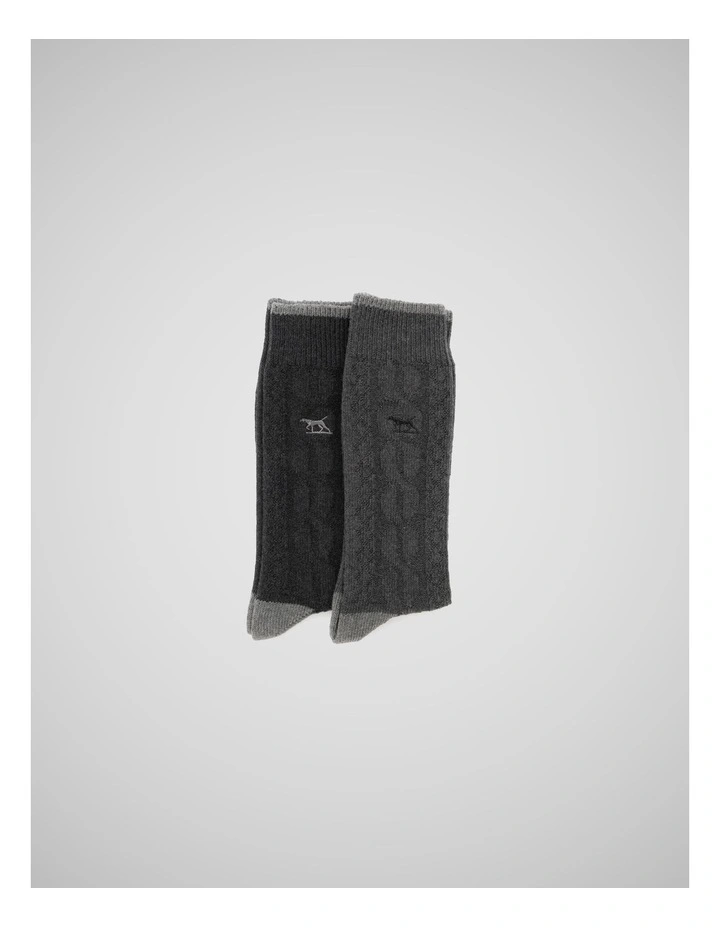 Dunedin Cable Sock 2 Pack in Grey image 2