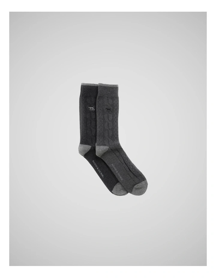 Dunedin Cable Sock 2 Pack in Grey image 3