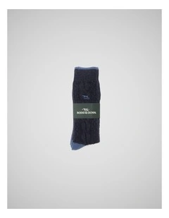 Dunedin Cable Sock 2 Pack in Navy Denim