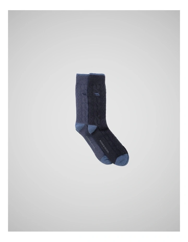 Dunedin Cable Sock 2 Pack in Navy Denim image 3