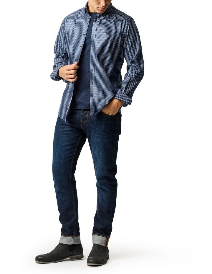 Gunn Check Oxford 5 Long Sleeve Sports Fit Shirt in Midnight image 2