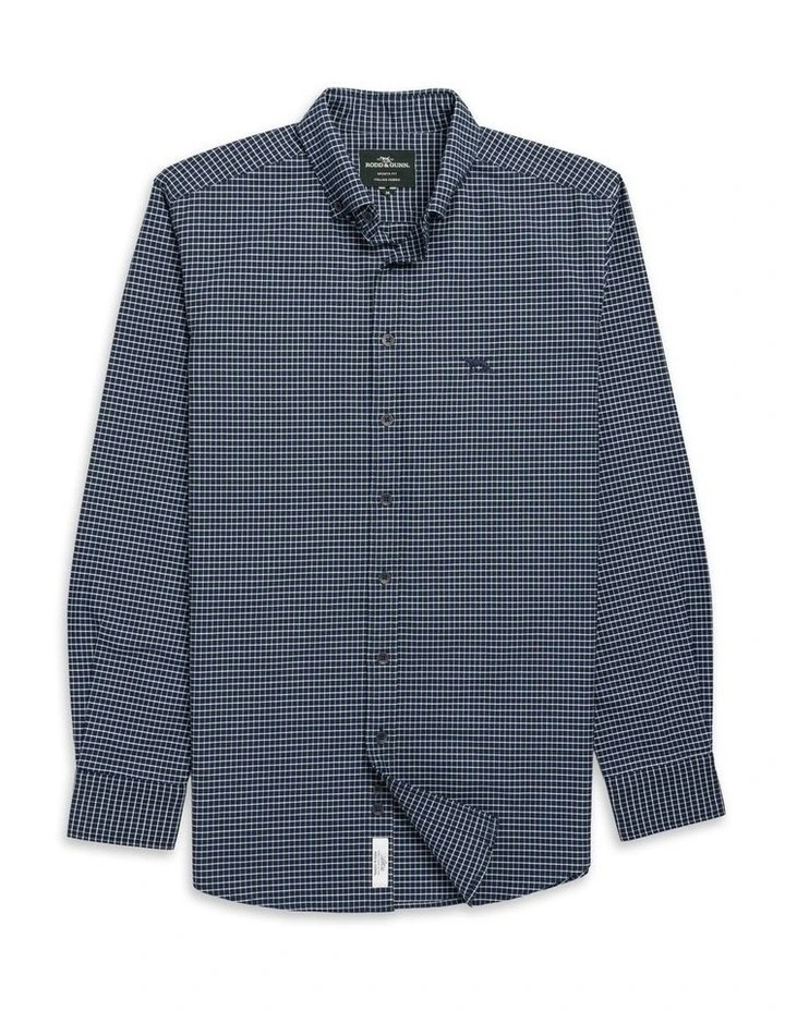 Gunn Check Oxford 5 Long Sleeve Sports Fit Shirt in Midnight image 4