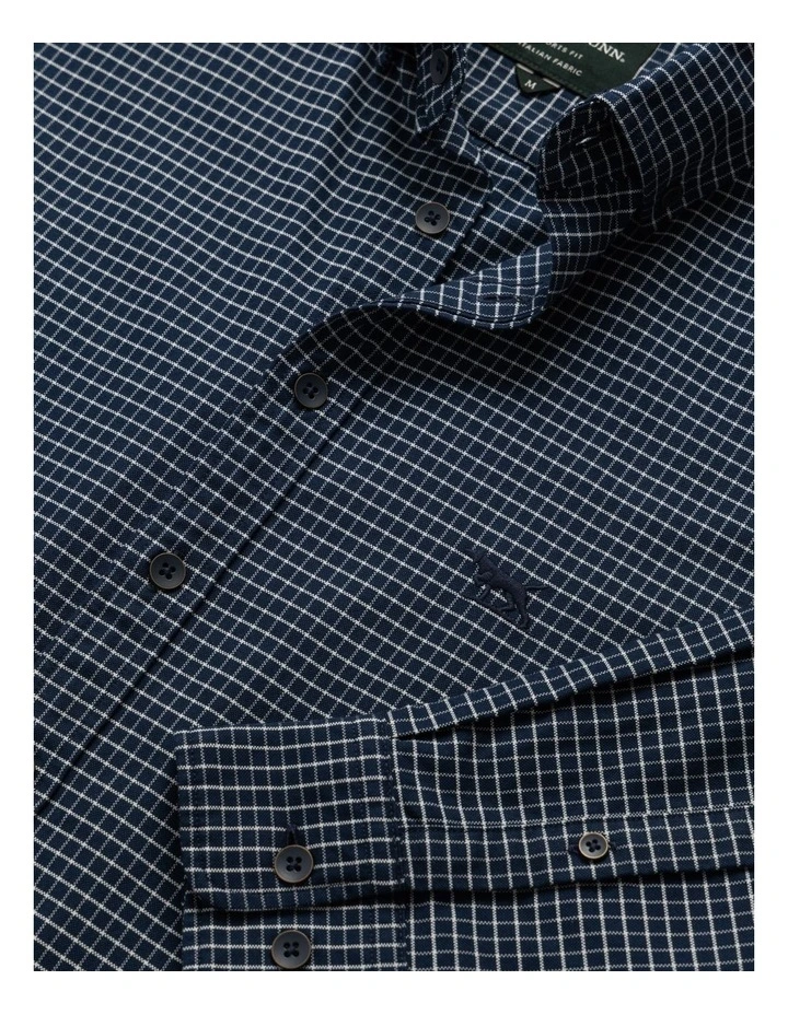 Gunn Check Oxford 5 Long Sleeve Sports Fit Shirt in Midnight image 5