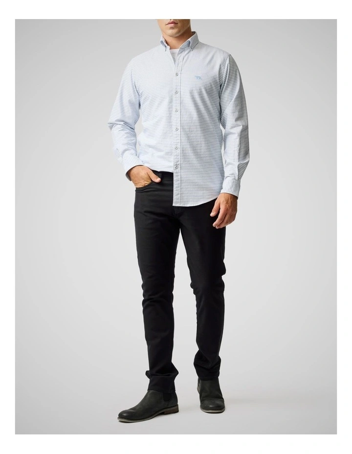 Oxford Riverhead Check Long Sleeve Sports Fit Shirt in Dusk Blue image 2