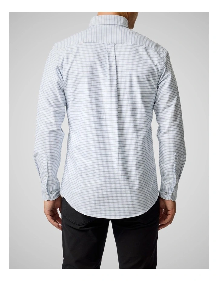Oxford Riverhead Check Long Sleeve Sports Fit Shirt in Dusk Blue image 3