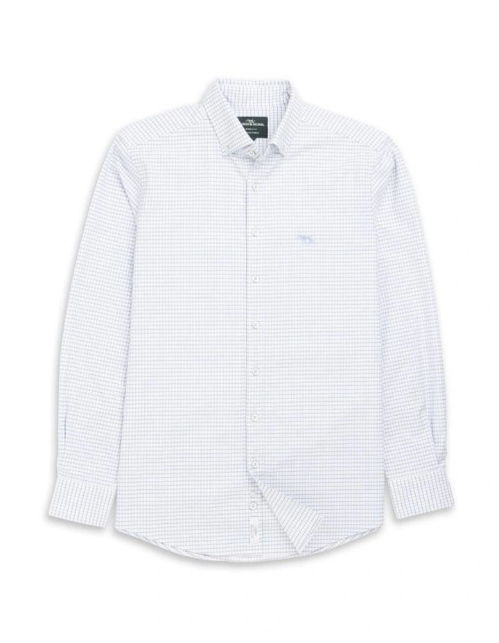 Oxford Riverhead Check Long Sleeve Sports Fit Shirt in Dusk Blue image 4