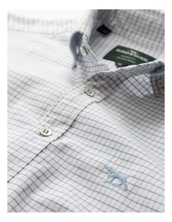 Oxford Riverhead Check Long Sleeve Sports Fit Shirt in Dusk Blue image 5