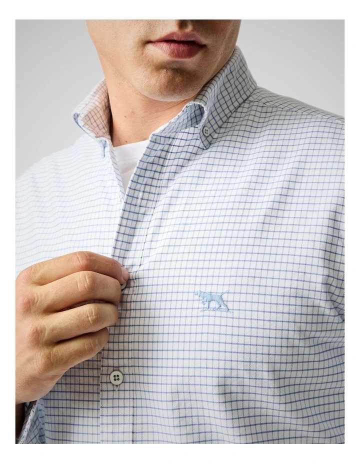 Oxford Riverhead Check Long Sleeve Sports Fit Shirt in Dusk Blue image 6