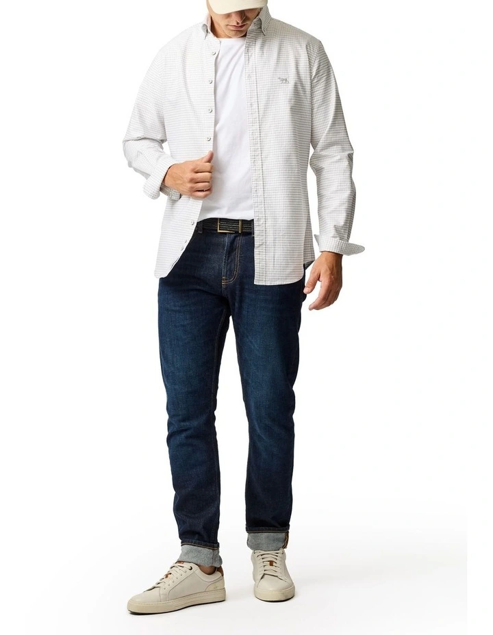 Gunn Check Oxford 5 Long Sleeve Sports Fit Shirt in Pebble image 2