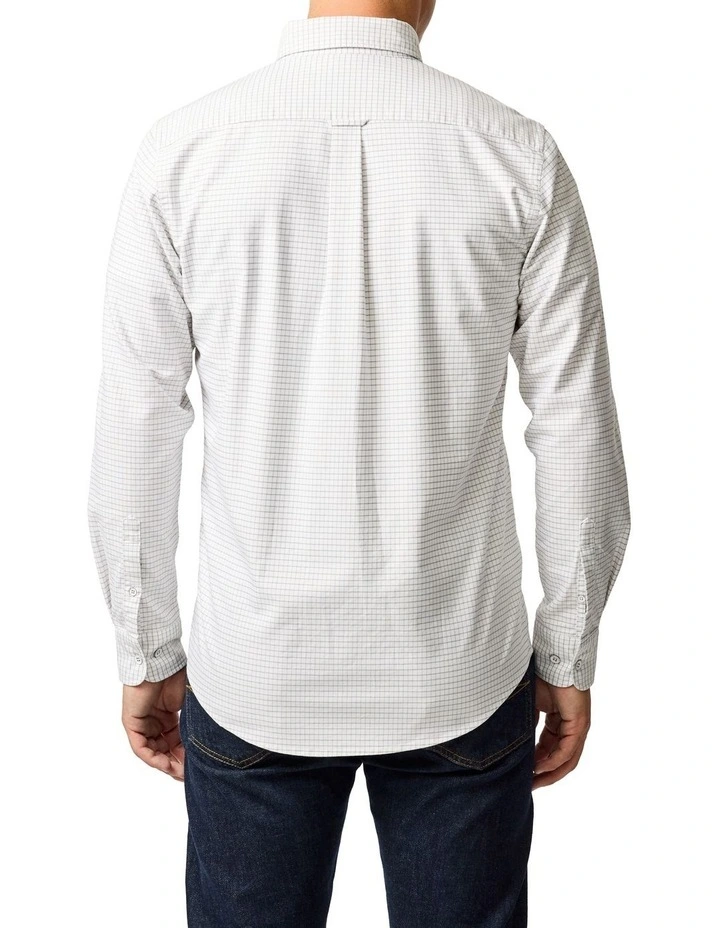 Gunn Check Oxford 5 Long Sleeve Sports Fit Shirt in Pebble image 3