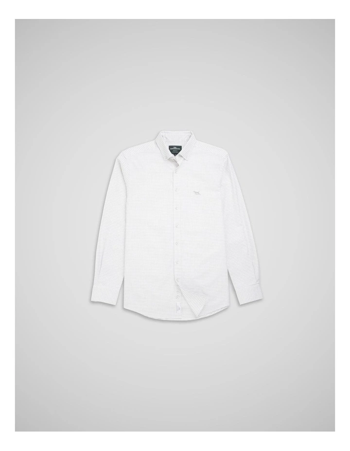 Oxford Riverhead Check Long Sleeve Sports Fit Shirt in Pebble image 4
