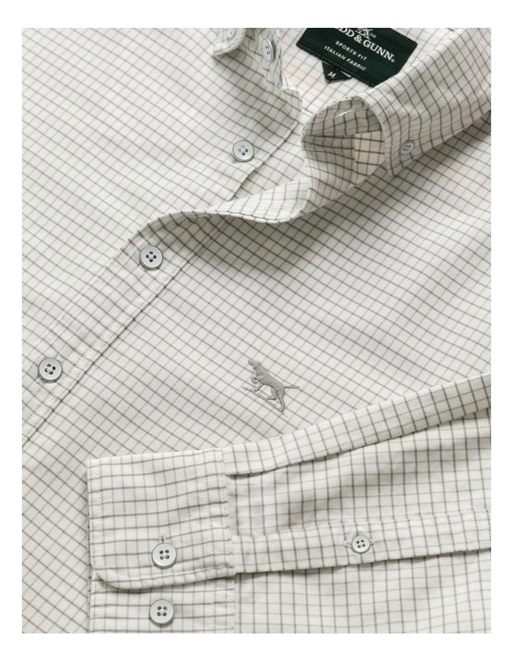 Gunn Check Oxford 5 Long Sleeve Sports Fit Shirt in Pebble image 5