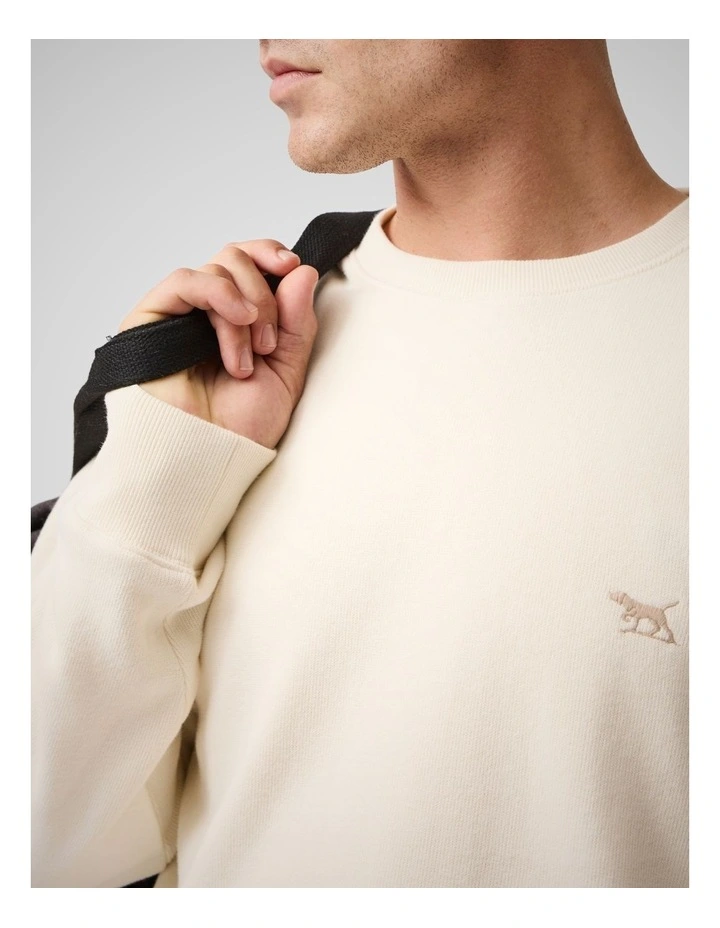 Crew Neck Sweat Top in Ecru image 6