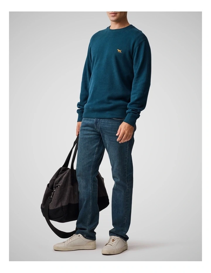 Crew Neck Sweat Top in Deep Teal image 2