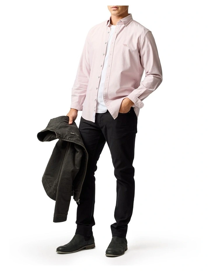 Gunn Oxford Long Sleeve Sports Fit Shirt in Blush image 2