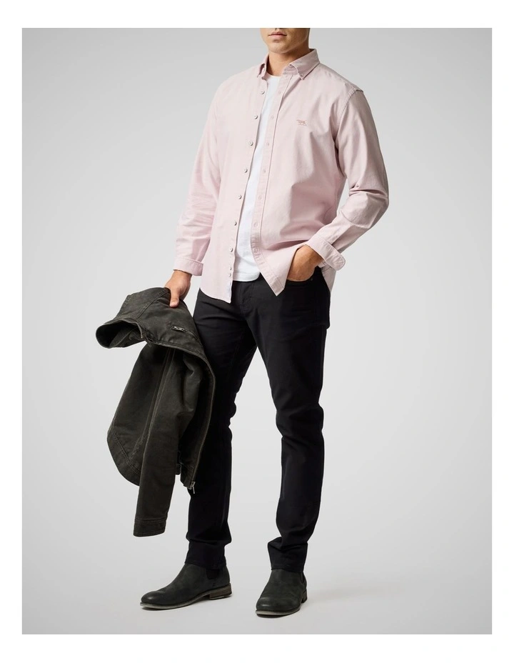 Oxford Long Sleeve Sports Fit Shirt in Blush image 2