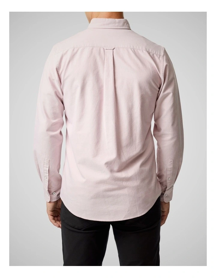 Oxford Long Sleeve Sports Fit Shirt in Blush image 3
