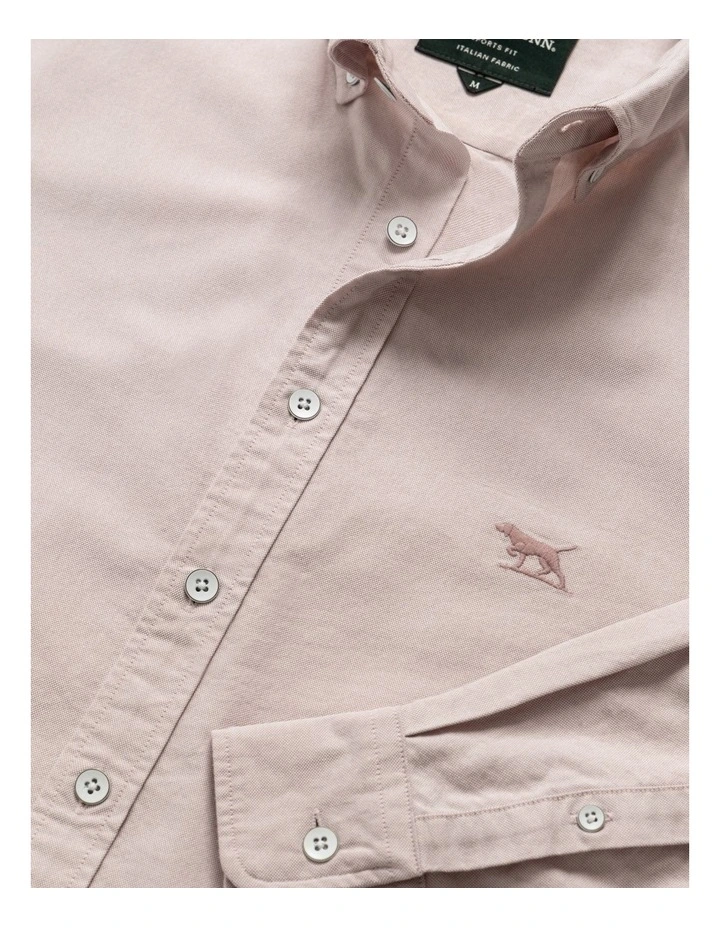 Gunn Oxford Long Sleeve Sports Fit Shirt in Blush image 5