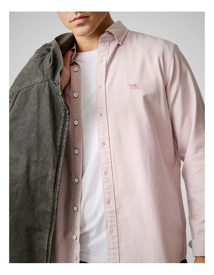 Oxford Long Sleeve Sports Fit Shirt in Blush image 6