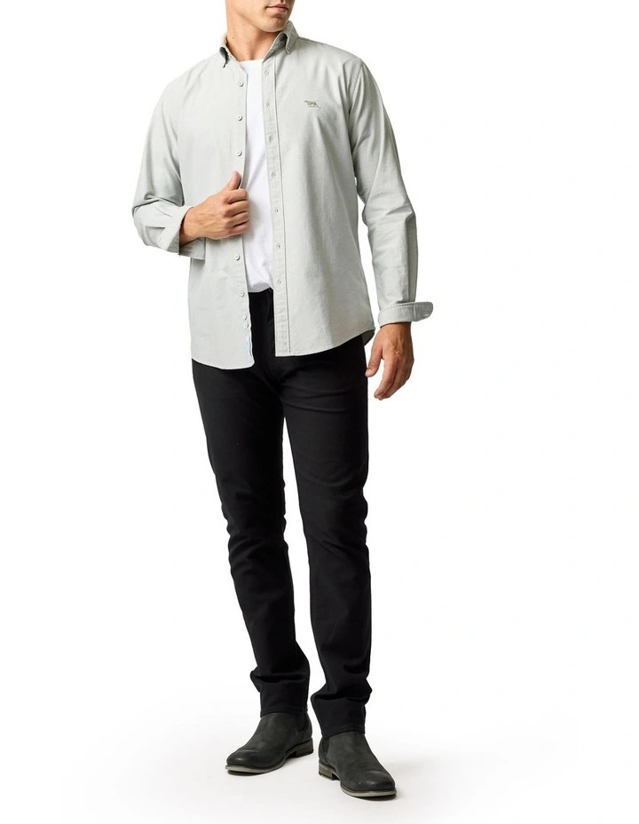 Gunn Long Sleeve Oxford Sports Fit Shirt in Thyme image 2